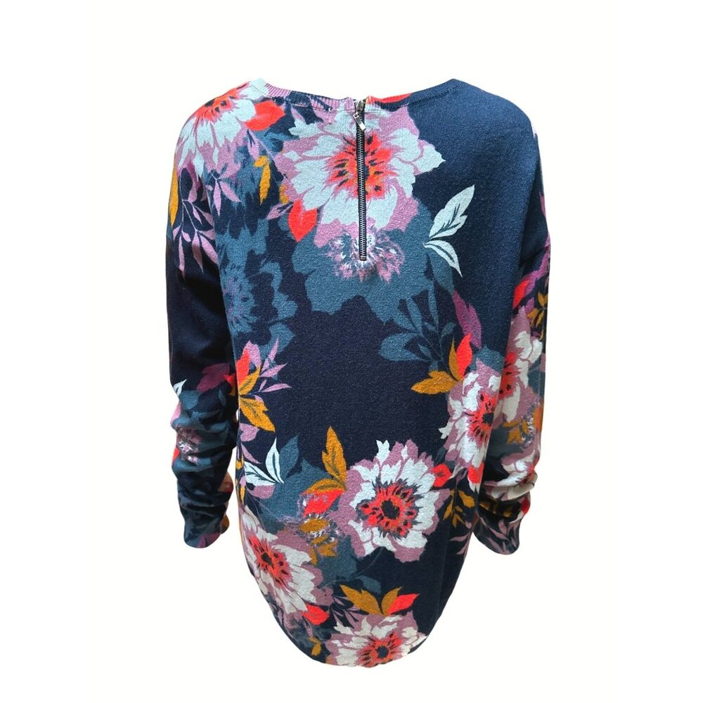 Cable & Gauge Floral Print Rayon Nylon Blend Long Sleeve Sweater M - Picture 3 of 9